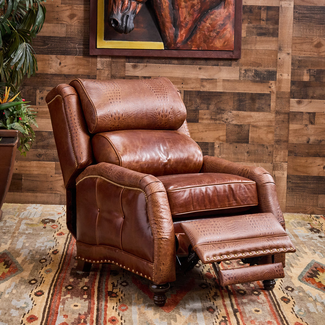 Rustic Croc Leather Recliner