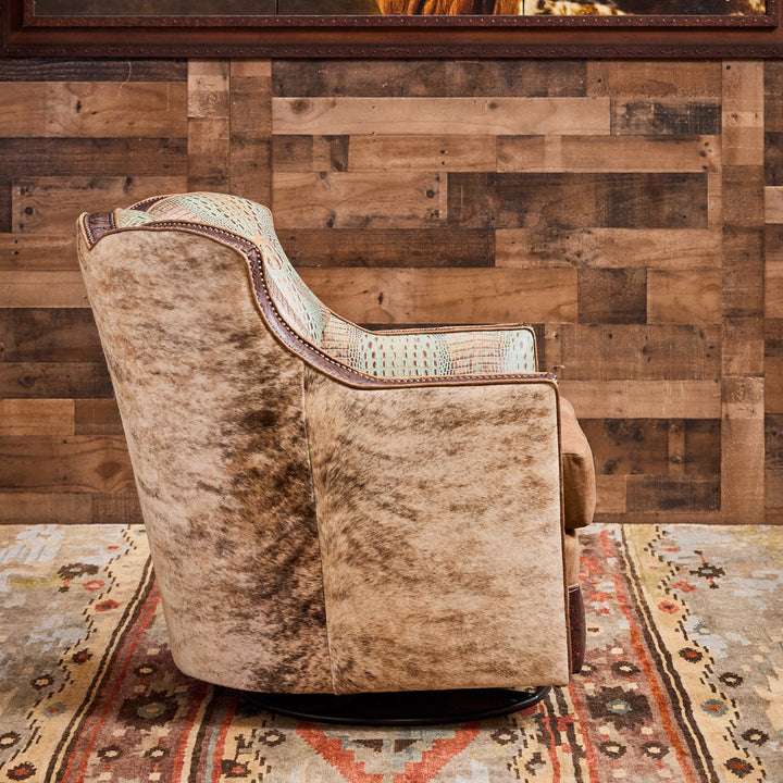 Spanish Bit Cowhide Swivel Chair