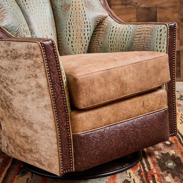 Spanish Bit Cowhide Swivel Chair