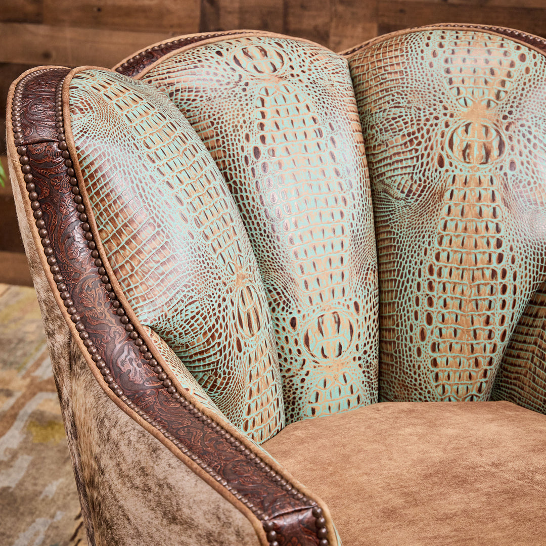 Spanish Bit Cowhide Swivel Chair