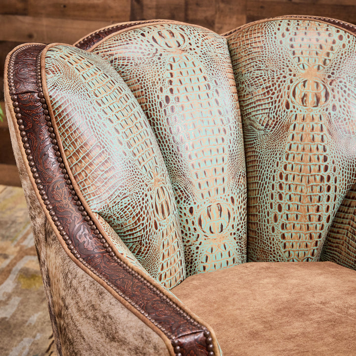 Spanish Bit Cowhide Swivel Chair