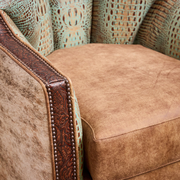 Spanish Bit Cowhide Swivel Chair