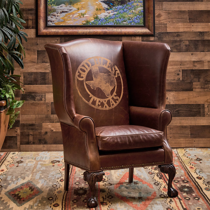 Lone Star Leather Wingback Chair