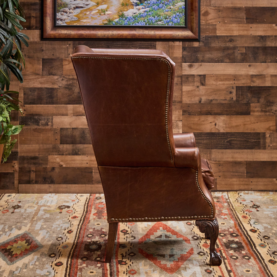 Lone Star Leather Wingback Chair