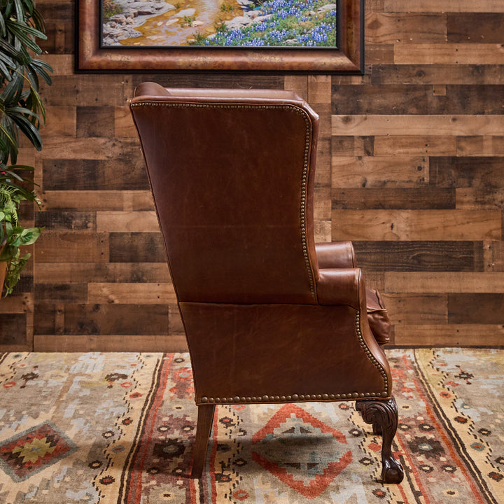 Lone Star Leather Wingback Chair