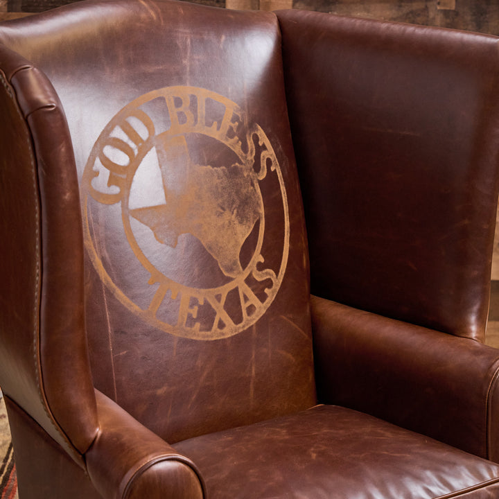 Lone Star Leather Wingback Chair