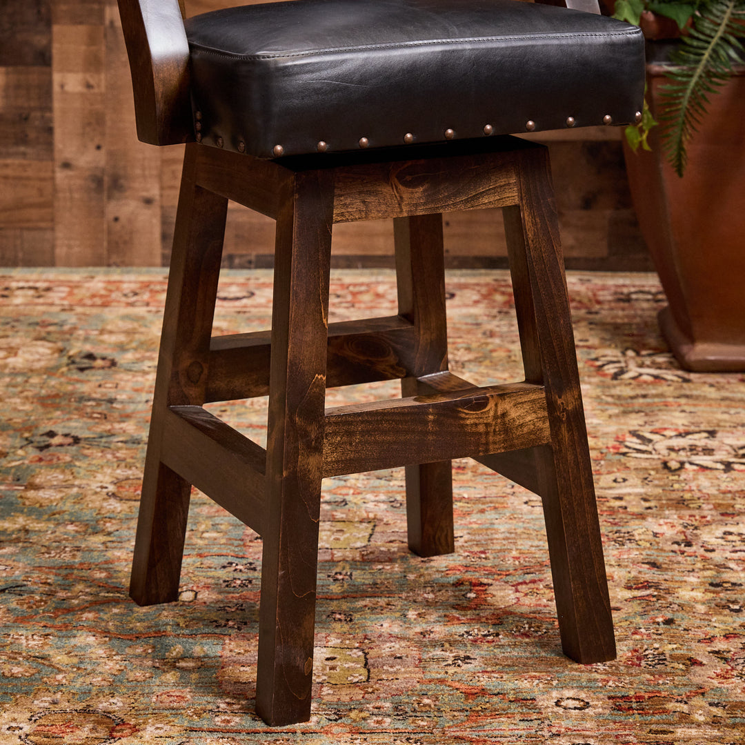 Black Croc Bayou Leather Bar Stool
