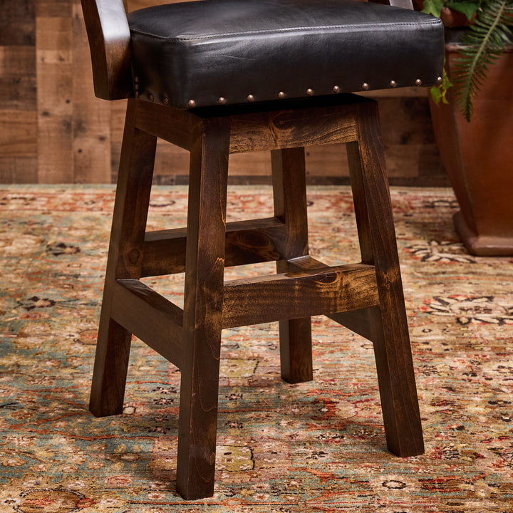 Black Croc Bayou Leather Bar Stool