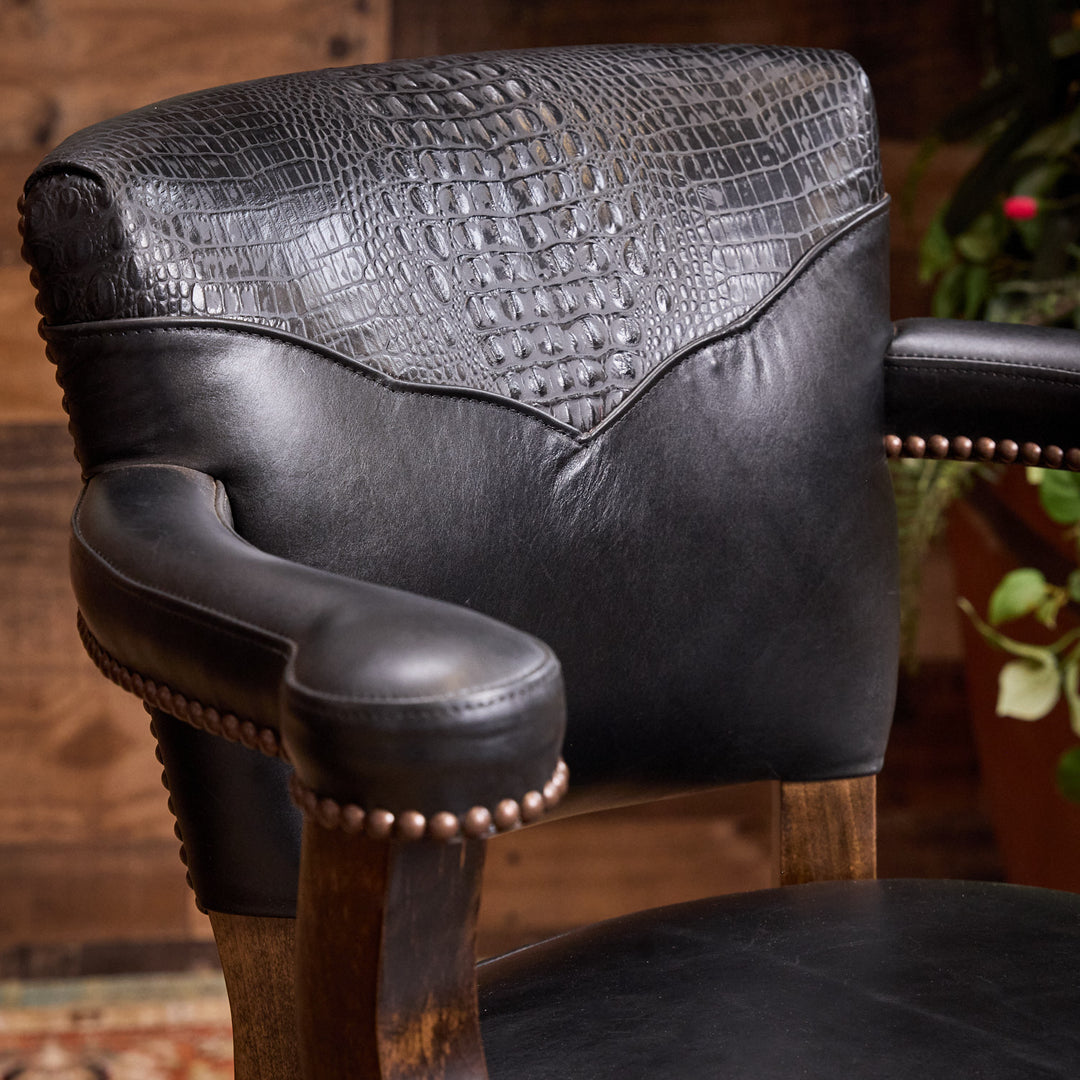 Black Croc Bayou Leather Bar Stool