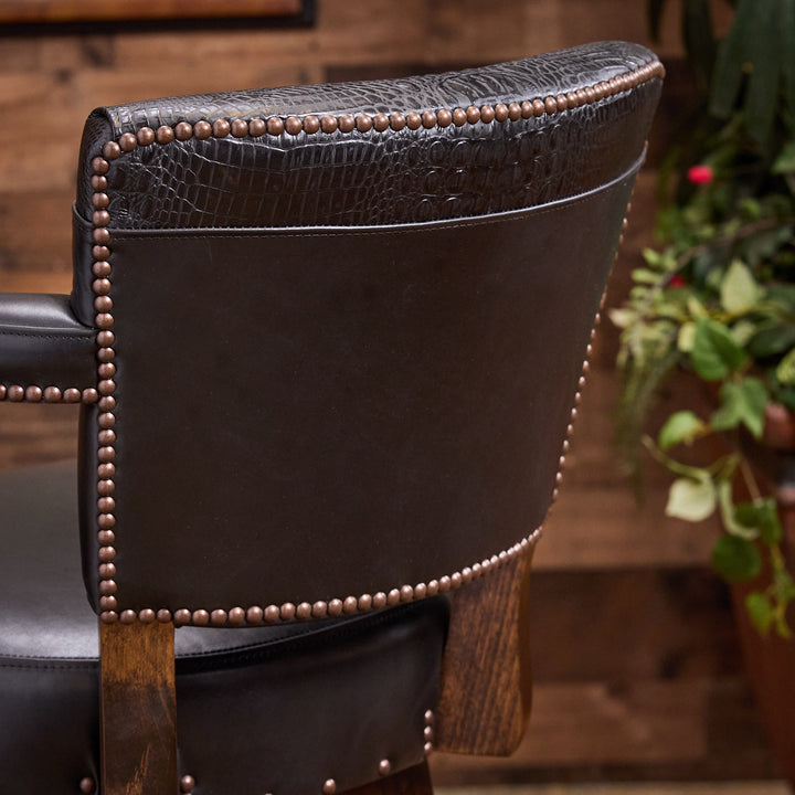 Black Croc Bayou Leather Bar Stool