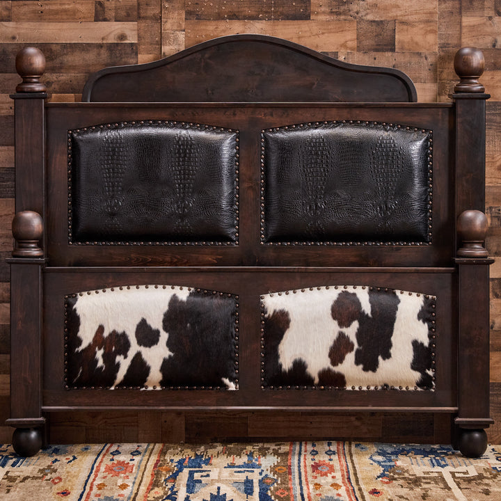 Arden Western Black Croc & Cowhide Bed