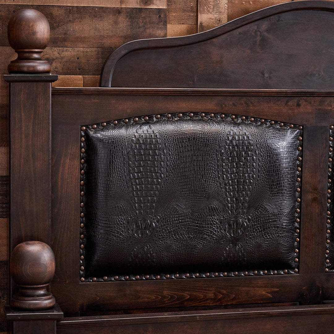 Arden Western Black Croc & Cowhide Bed