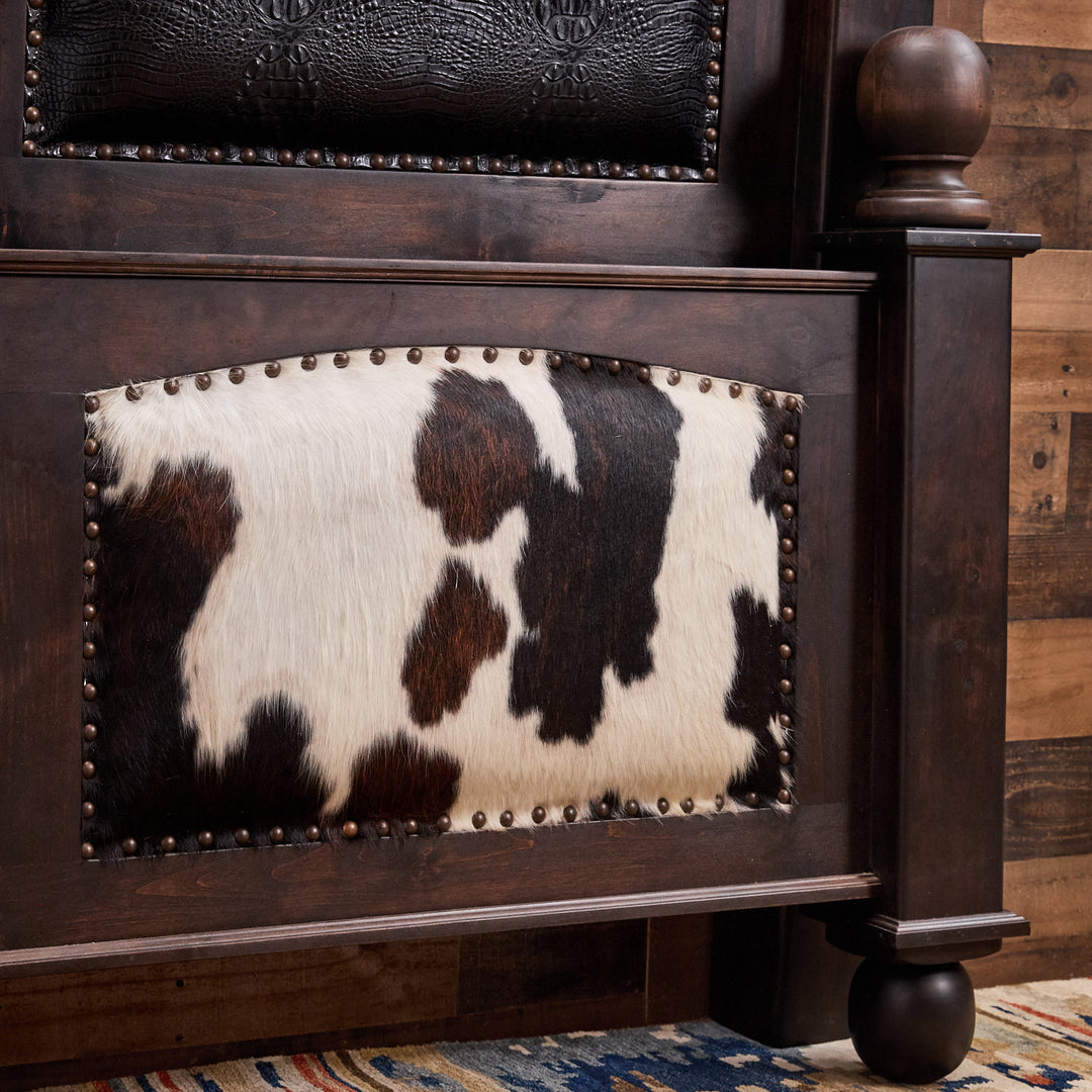 Arden Western Black Croc & Cowhide Bed