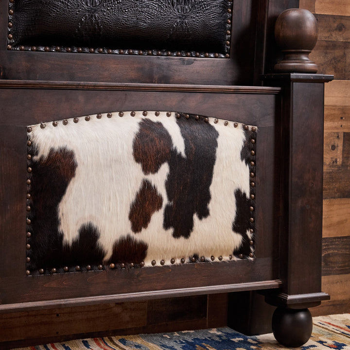 Arden Western Black Croc & Cowhide Bed