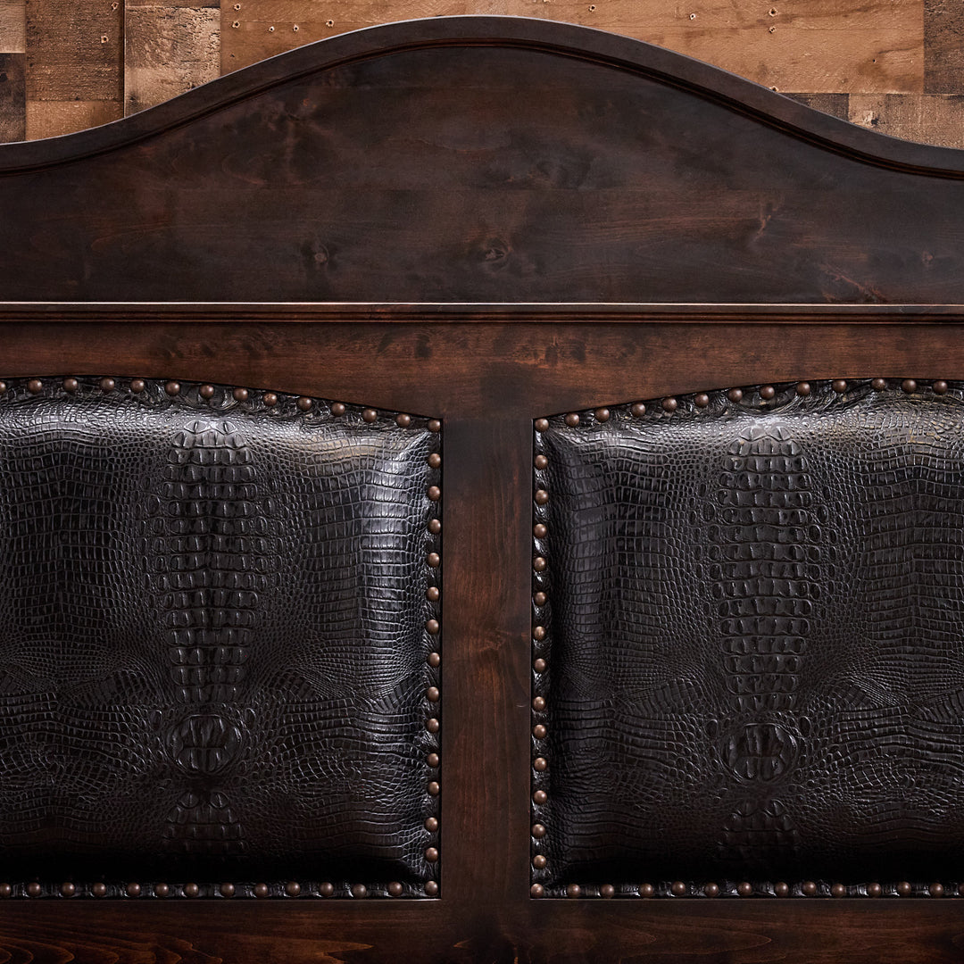 Arden Western Black Croc & Cowhide Bed