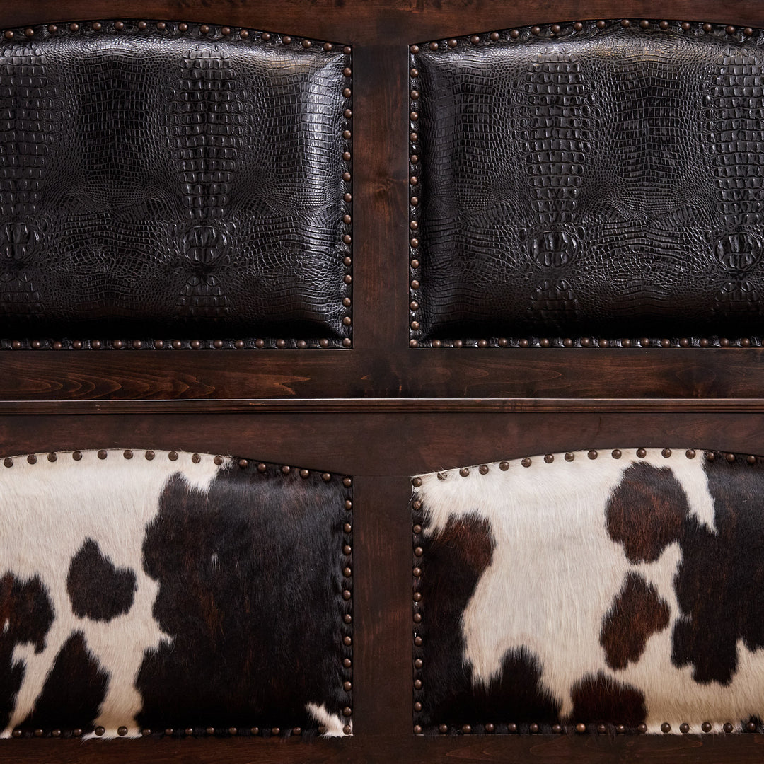 Arden Western Black Croc & Cowhide Bed