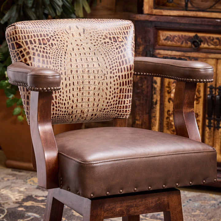 Mattera Cowhide Croc Leather Bar Stool