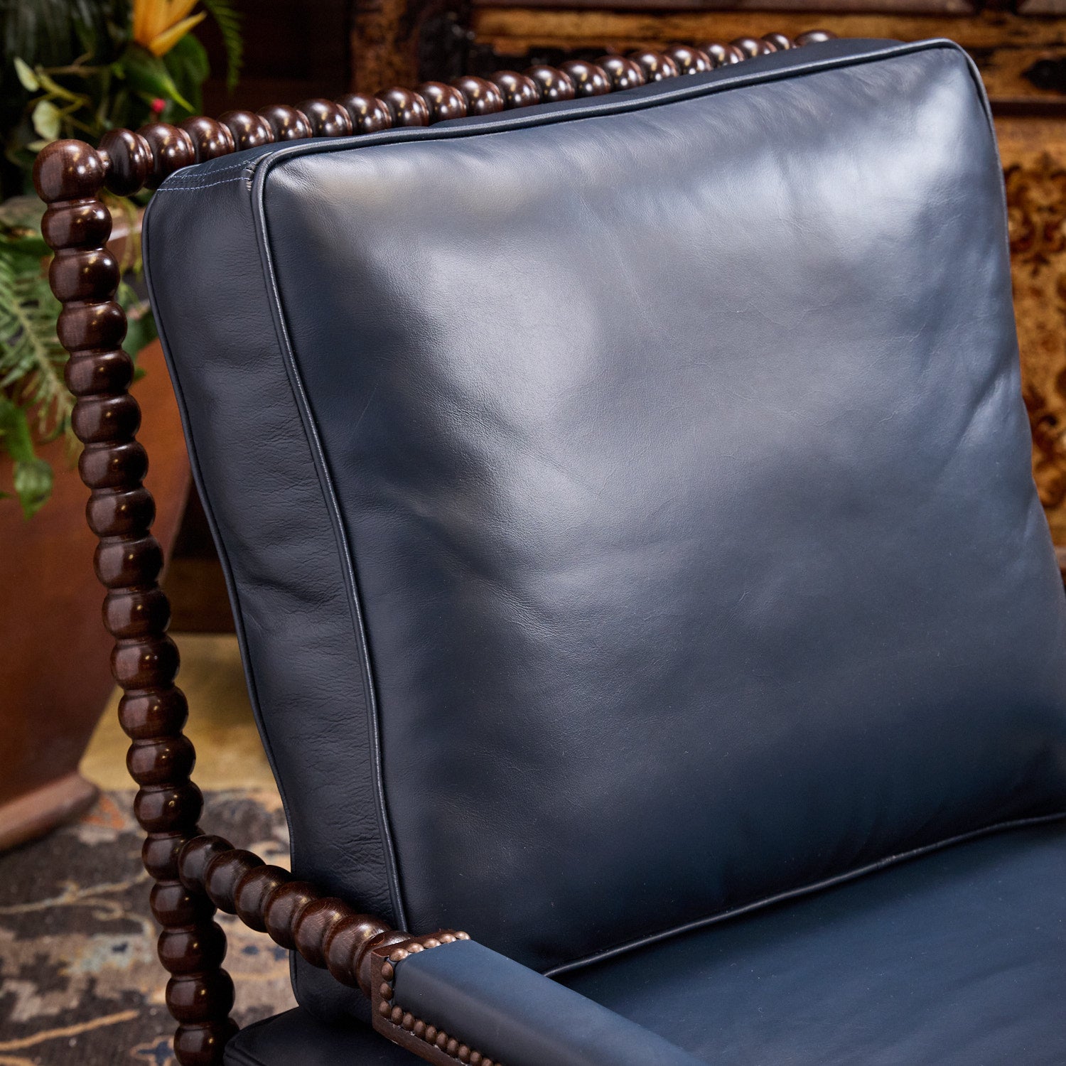 Sonia Leather Spindle Chair – Hat Creek Interiors