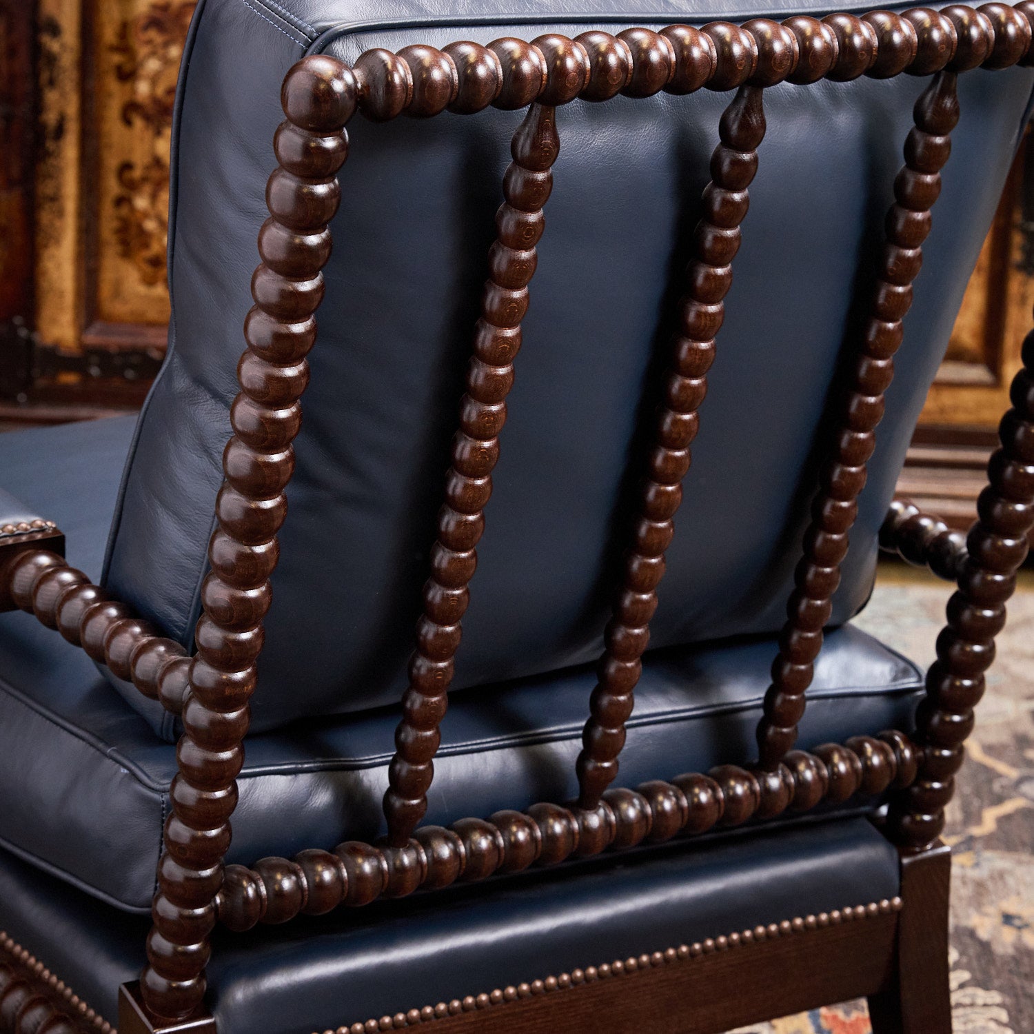 Sonia Leather Spindle Chair – Hat Creek Interiors