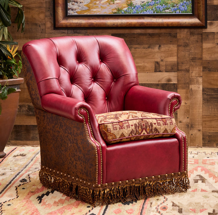 Ruby Desperado Western Leather Swivel Glider Chair