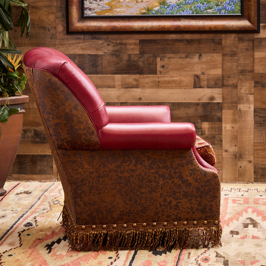 Ruby Desperado Western Leather Swivel Glider Chair