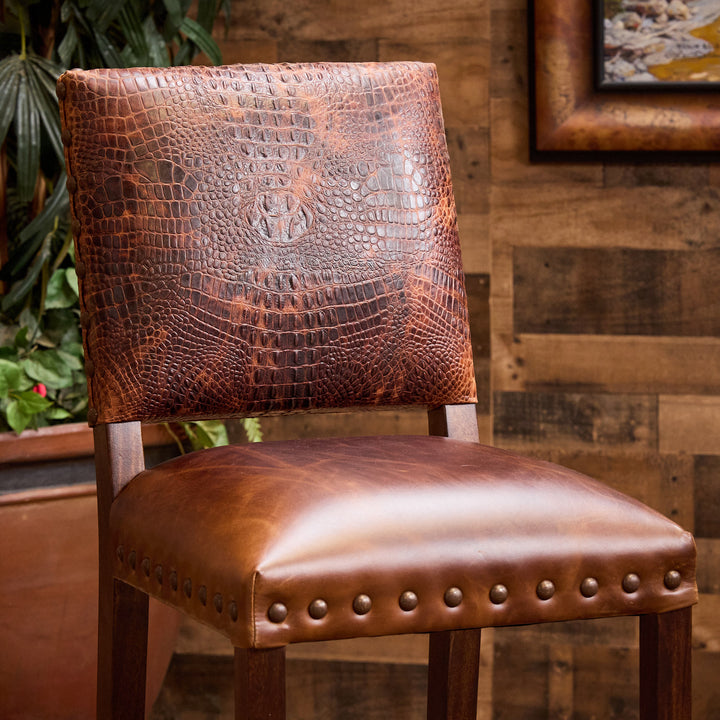 Rustic Croc Leather Bar Stool