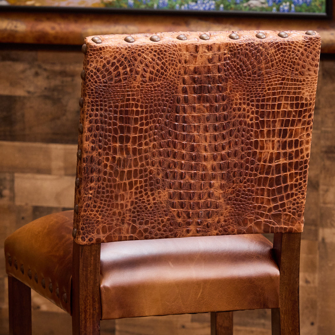 Rustic Croc Leather Bar Stool