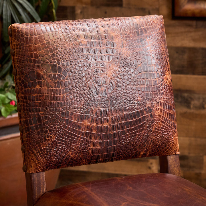 Rustic Croc Leather Bar Stool