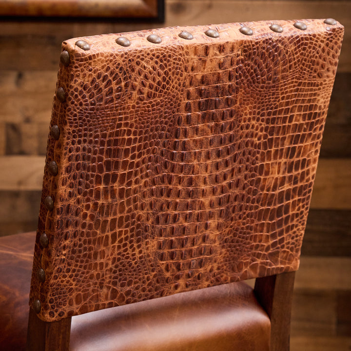 Rustic Croc Leather Bar Stool