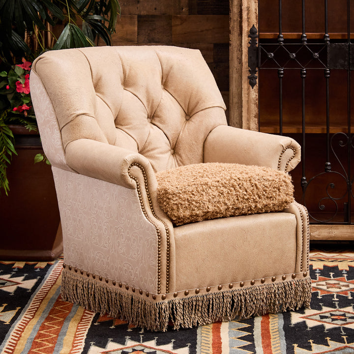 Carthage Western Leather Swivel Glider Chair