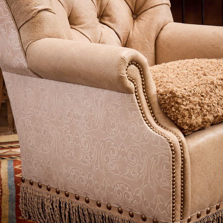 Carthage Western Leather Swivel Glider Chair