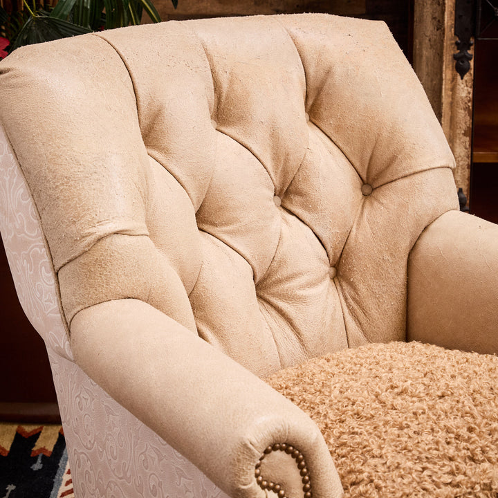 Carthage Western Leather Swivel Glider Chair