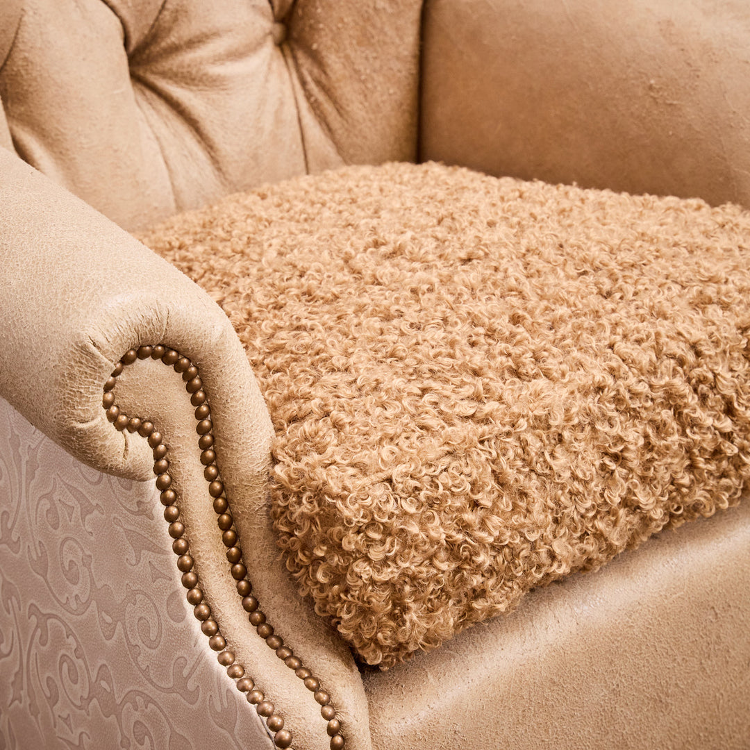 Carthage Western Leather Swivel Glider Chair