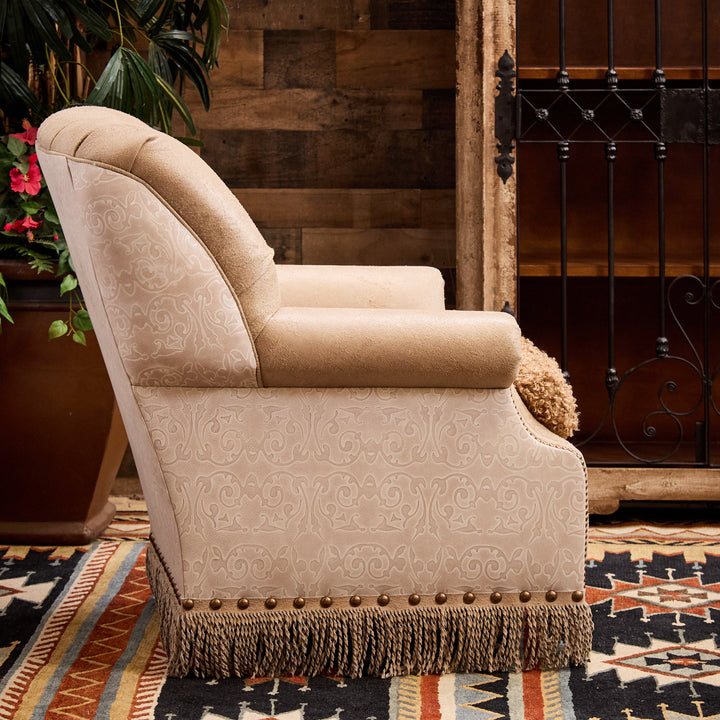 Carthage Western Leather Swivel Glider Chair