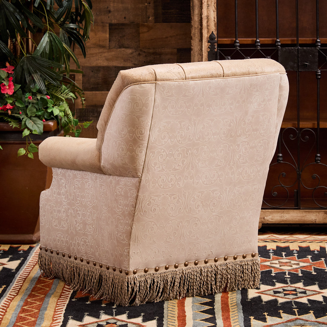 Carthage Western Leather Swivel Glider Chair