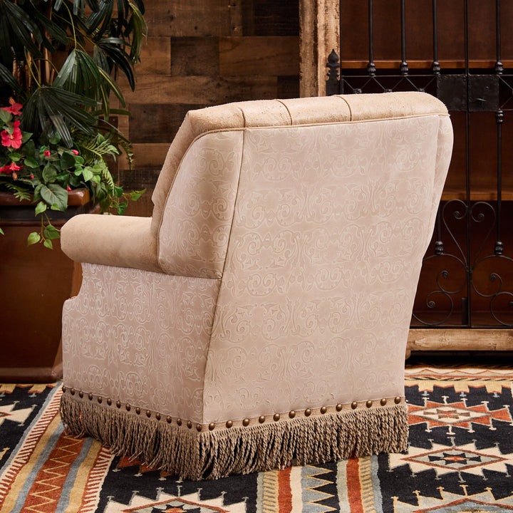 Carthage Western Leather Swivel Glider Chair