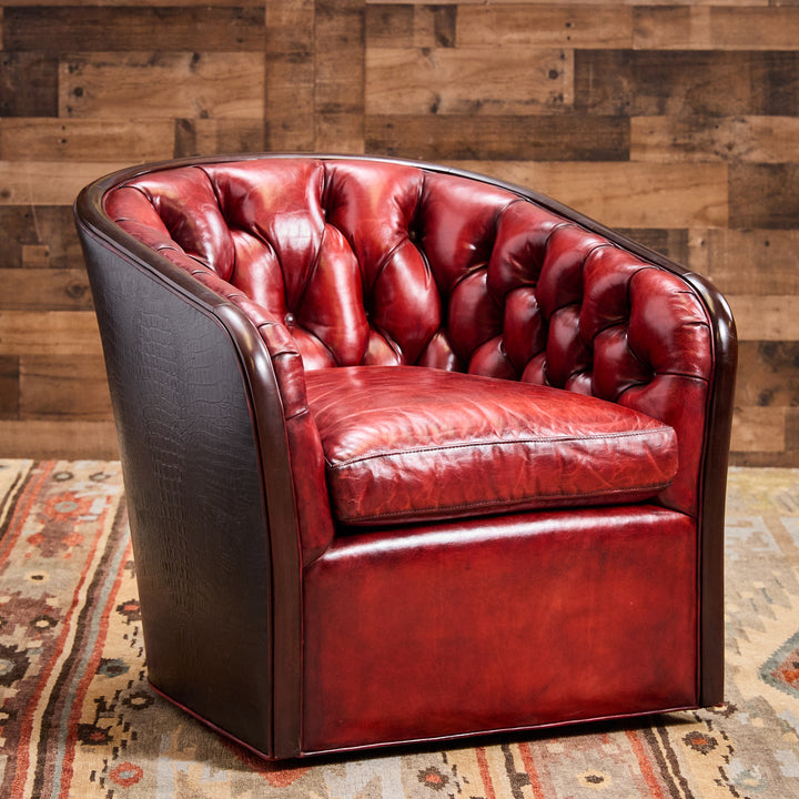 Red Raider Leather Swivel Chair