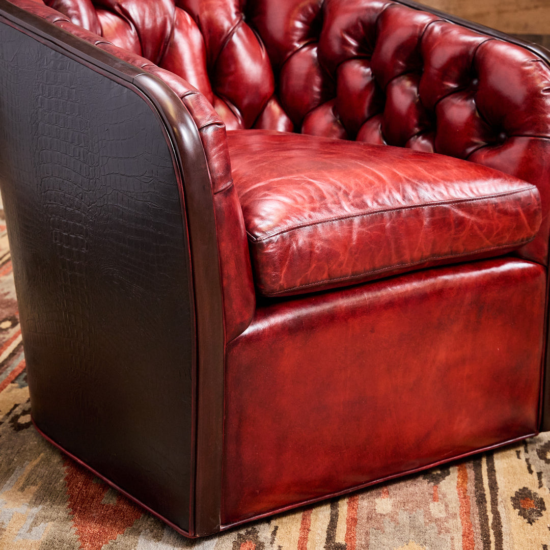 Red Raider Leather Swivel Chair