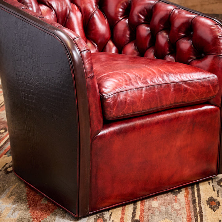Red Raider Leather Swivel Chair
