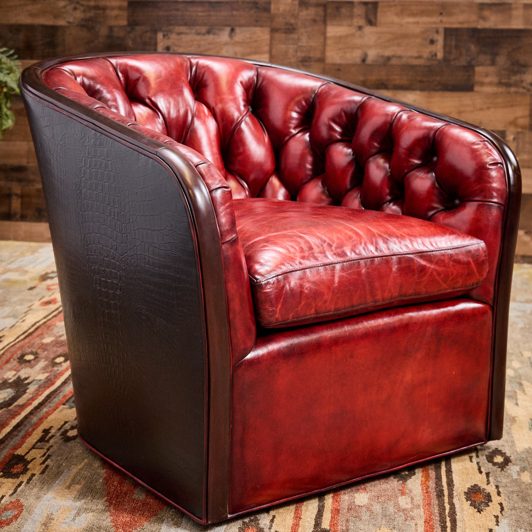 Red Raider Leather Swivel Chair