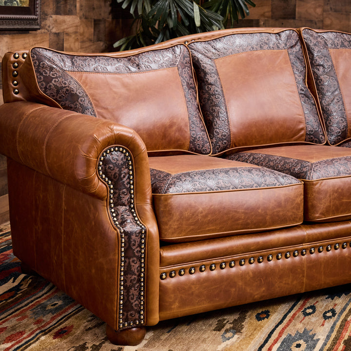 Rustic Truffle Curved Leather Sofa