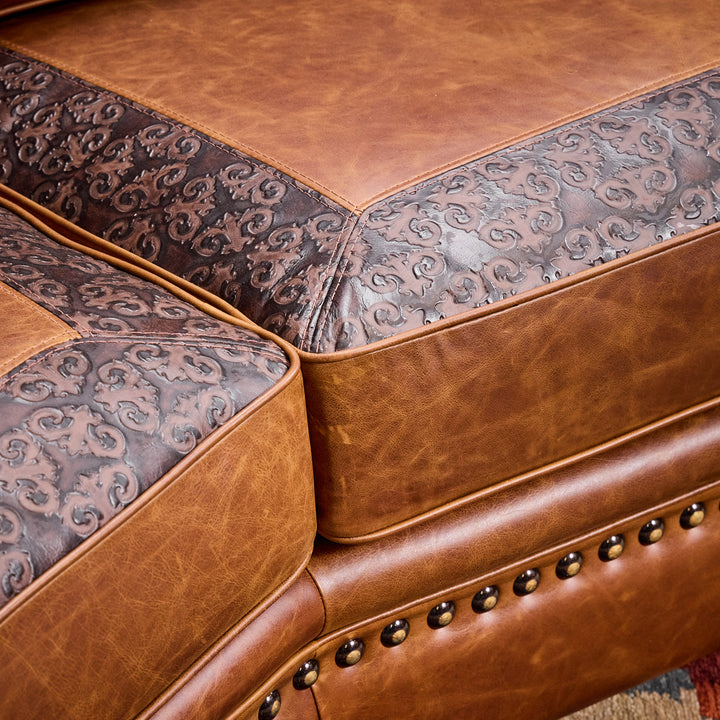 Rustic Truffle Curved Leather Sofa