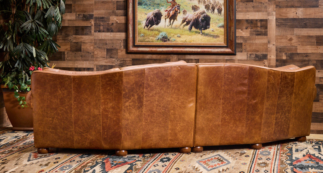 Rustic Truffle Curved Leather Sofa
