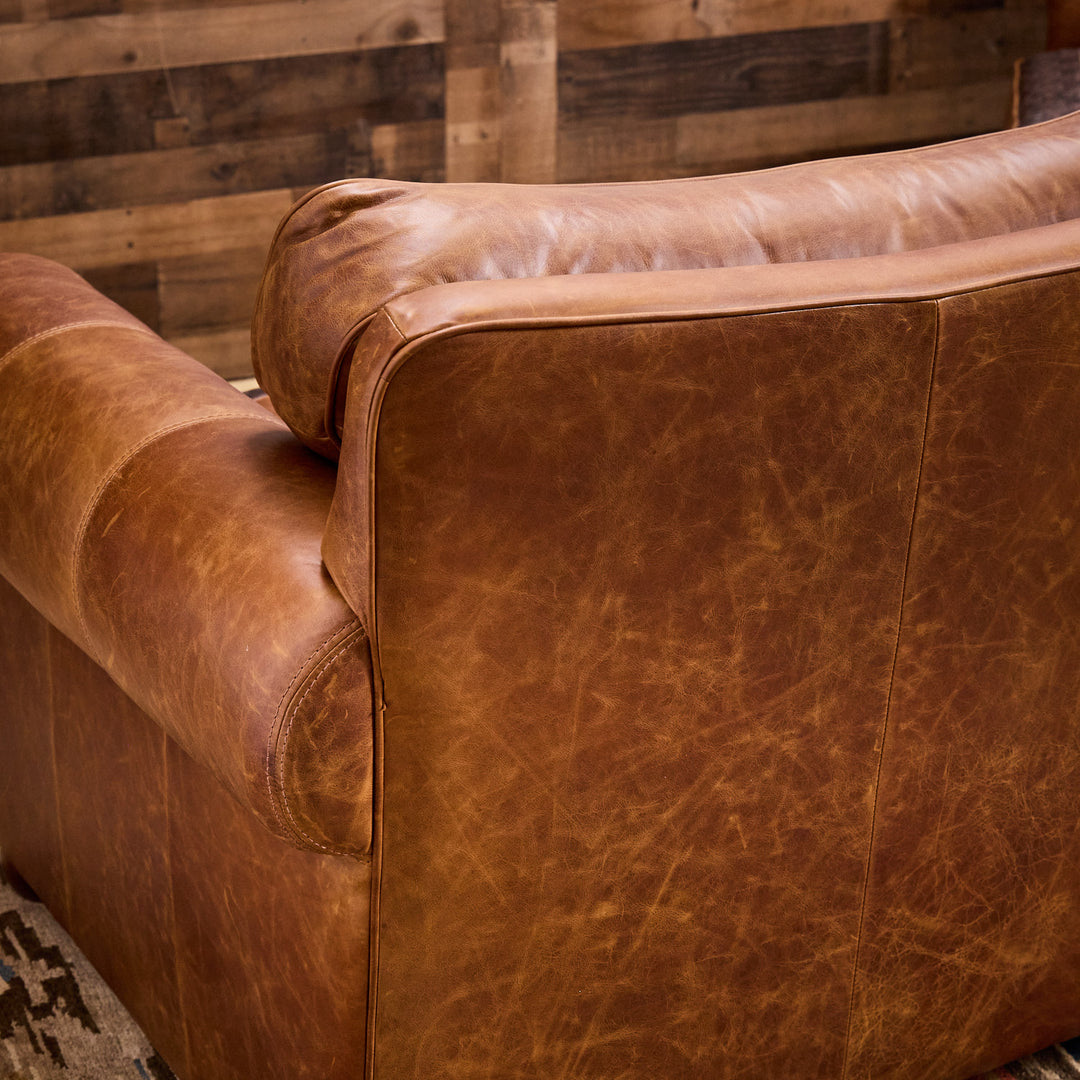 Rustic Truffle Curved Leather Sofa