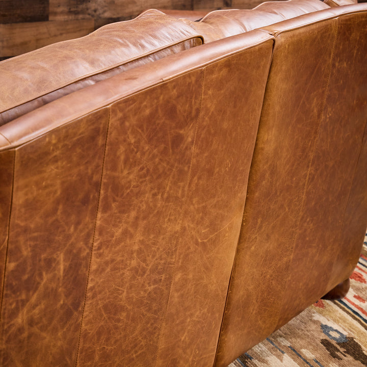 Rustic Truffle Curved Leather Sofa
