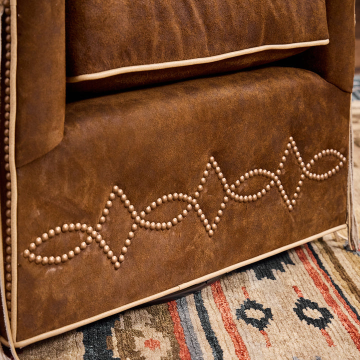 Rusty Rose Fringe Swivel Chair