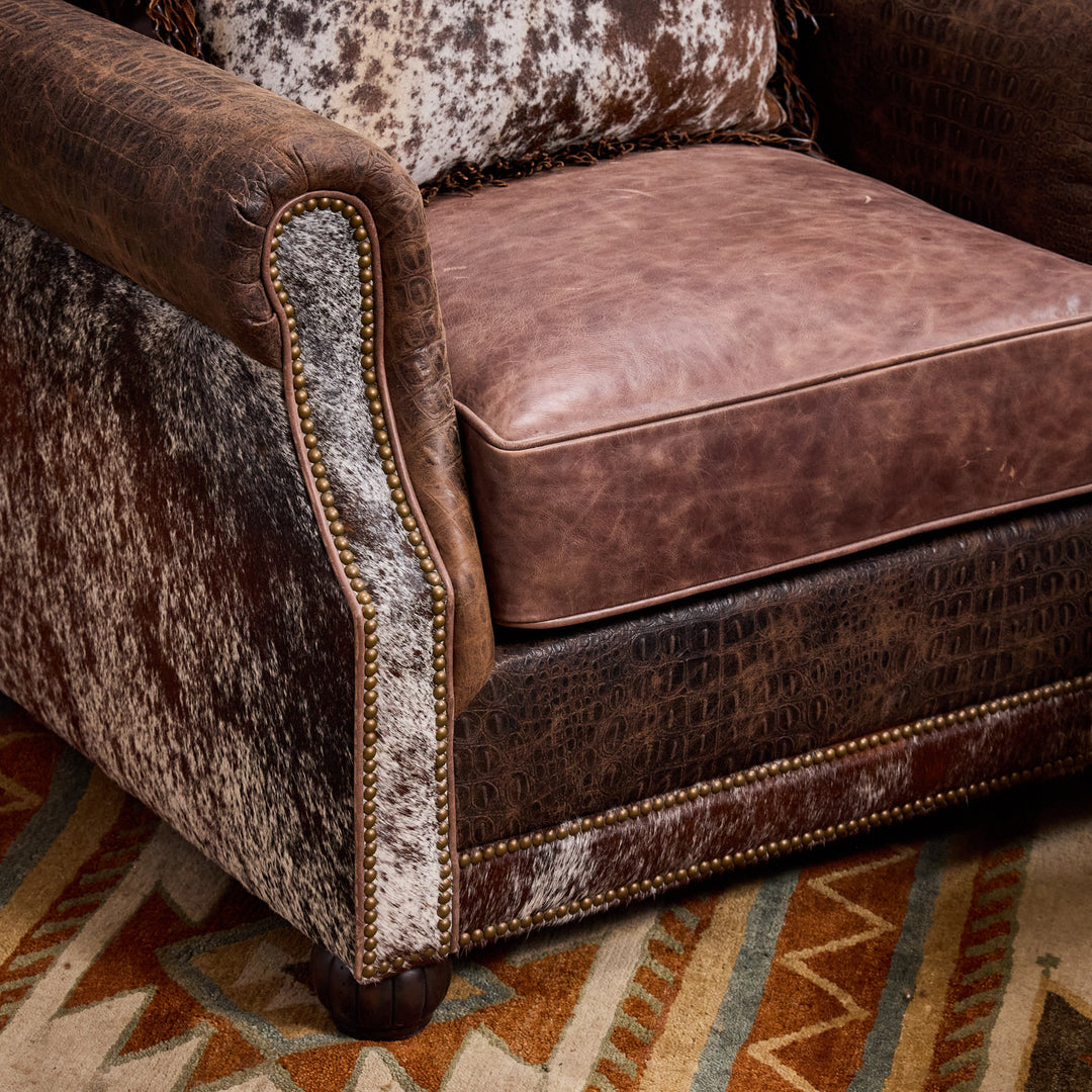 Comal Western Leather Chair & Ottoman