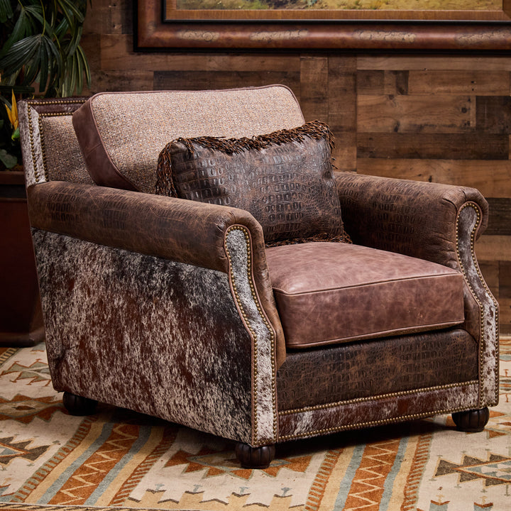 Comal Western Leather Chair & Ottoman