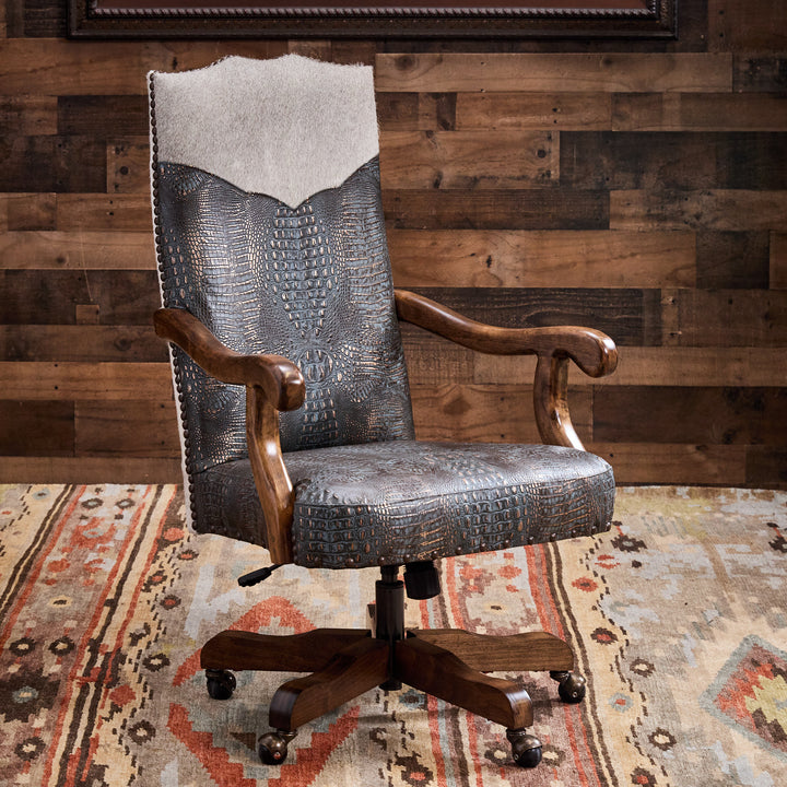 Blue Denim Leather Office Chair