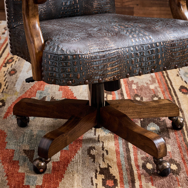 Blue Denim Leather Office Chair